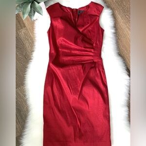 Adrianna Papell Red Satin Bodycon Short Dress 6P